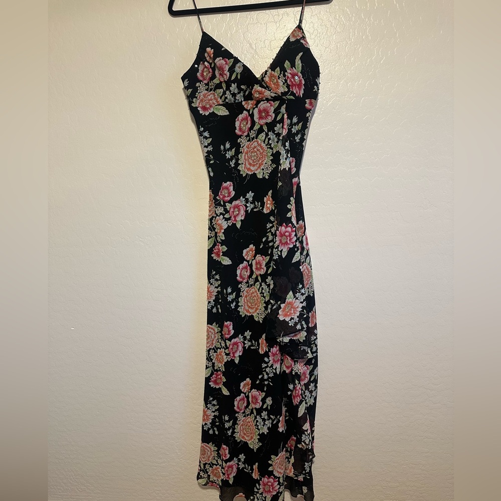 Chelsea Nite Floral Black Beaded Maxi Dress